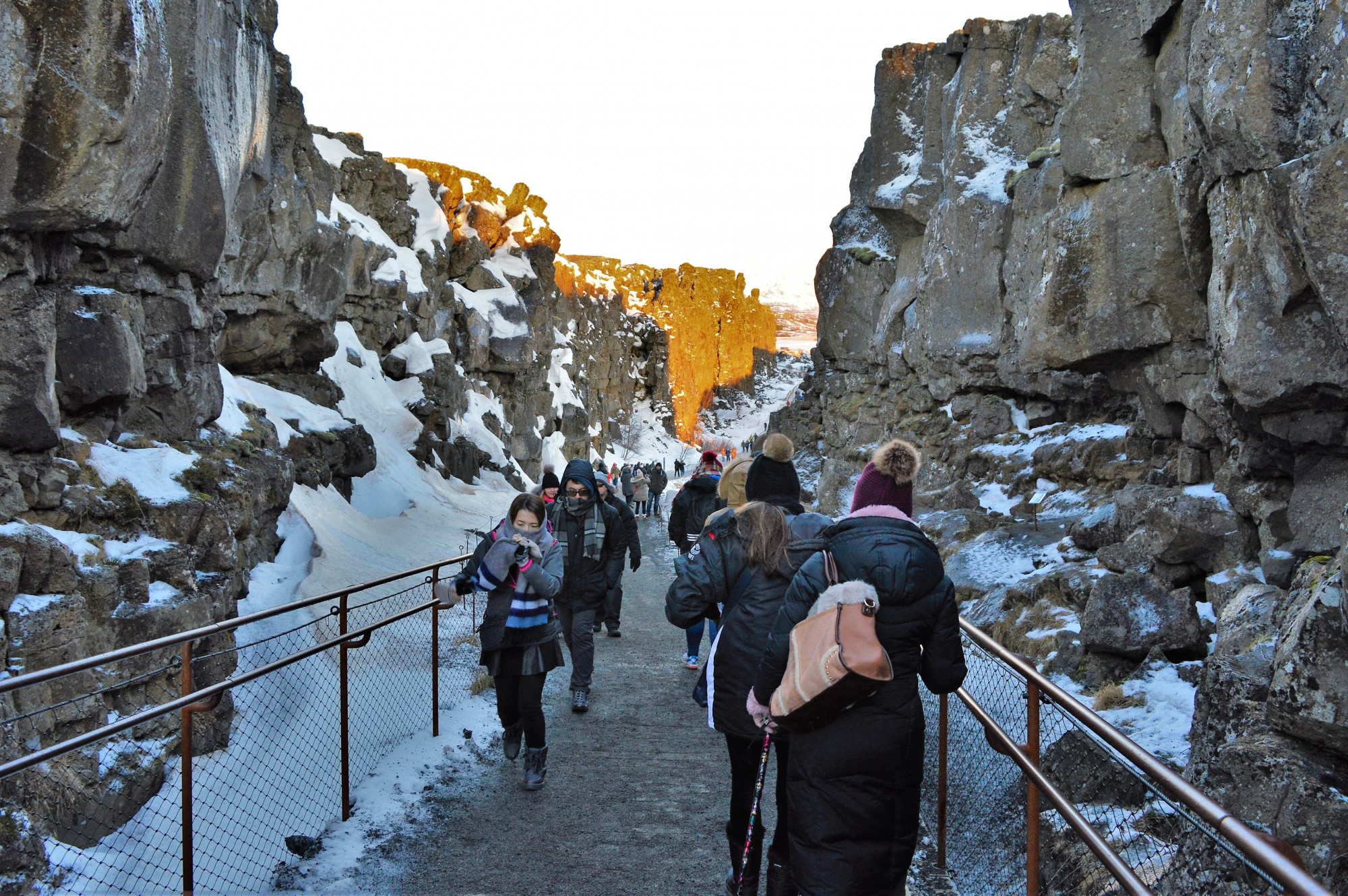 Walking Between The North American And Eurasian Tectonic Plates At Thingvellir In Iceland