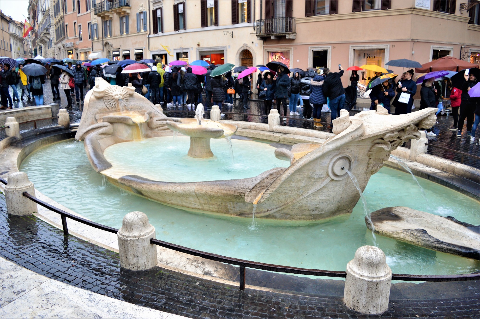 Piazza di Spagna fountain at the Spanish Steps, Rome
