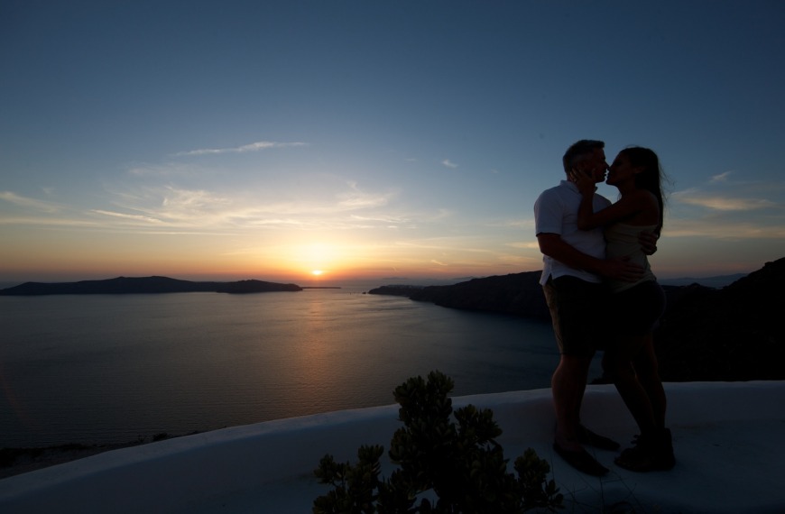 Couple in love in Santorini